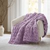 1 PC 50x60" Ruched Fur Throw Purple