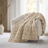1 PC 50x60" Ruched Fur Throw Tan
