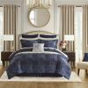 4 PCS Queen Comforter Set Navy