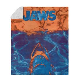 Jaws Neon Poster Silk Touch Sherpa Throw Blanket 50x60 inches