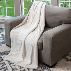 HGTV Super Luxe Faux Fur Throw Blanket Snowbound 50 x 70 inches