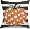 GEEORY Fall Pillow Cover  Striped Polka Dots Pumpkin Orange Decorative Throw Pillowcase Farmhouse Thanksgiving Holiday Decor Cushion Case Indoor Decor