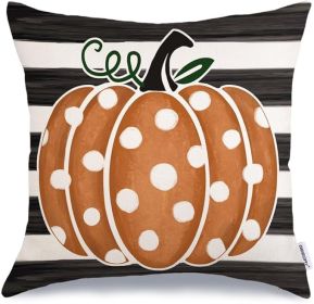 GEEORY Fall Pillow Cover  Striped Polka Dots Pumpkin Orange Decorative Throw Pillowcase Farmhouse Thanksgiving Holiday Decor Cushion Case Indoor Decor