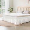 Wrap Around Bed Skirt, 15 in Drop, White Dust Ruffle Queen Size, Three Sides Adjustable Bedskirt with Easy Fit Elastic Strap