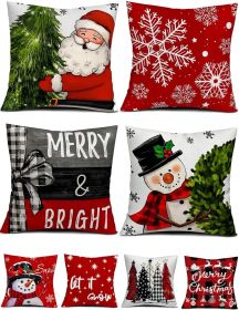Christmas Decorations Set of 4 Double-Sided Print Christmas Pillow Covers