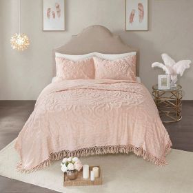 Tufted Cotton Chenille Medallion Fringe Coverlet Mini Set
