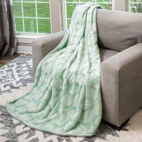 HGTV Super Luxe Faux Fur Throw Blanket Manchester Quietude 50 x 70 inches