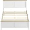 HOMCOM Full Bed Frame with Headboard, Modern Platform Bed Frame with Wooden Slats, No Box Spring Needed, Easy Assembly, White