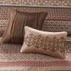 5 Piece Jacquard Quilt Set with Throw Pillows Red King/Cal King