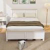 HOMCOM Full Bed Frame with Headboard, Modern Platform Bed Frame with Wooden Slats, No Box Spring Needed, Easy Assembly, White