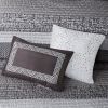 6 Piece Reversible Jacquard Quilt Set with Throw Pillows Grey/Taupe Full/Queen