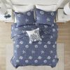 4 Piece Cotton Reversible Embroidered Quilt Set with Throw Pillow