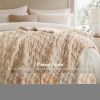 1 PC 50x60" Ruched Fur Throw Tan