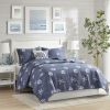 4 Piece Cotton Reversible Embroidered Quilt Set with Throw Pillow