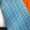 [Blue World] 3PC Vermicelli-Quilted Patchwork Quilt Set (Full/Queen Size)