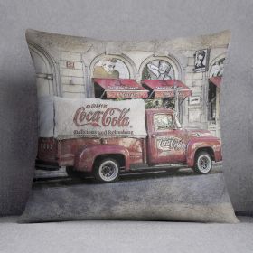 Coca Cola Van Painting Cushion (Insert: With Insert, size: 18" X 18")