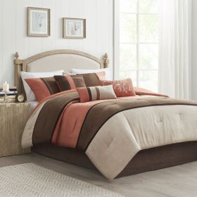 7 Piece Faux Suede Comforter Set (Color: as Pic)