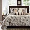6 Piece Jacquard Quilt Set with Throw Pillows